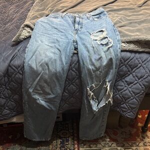 Levi's Blue Distressed Straight Leg Jeans